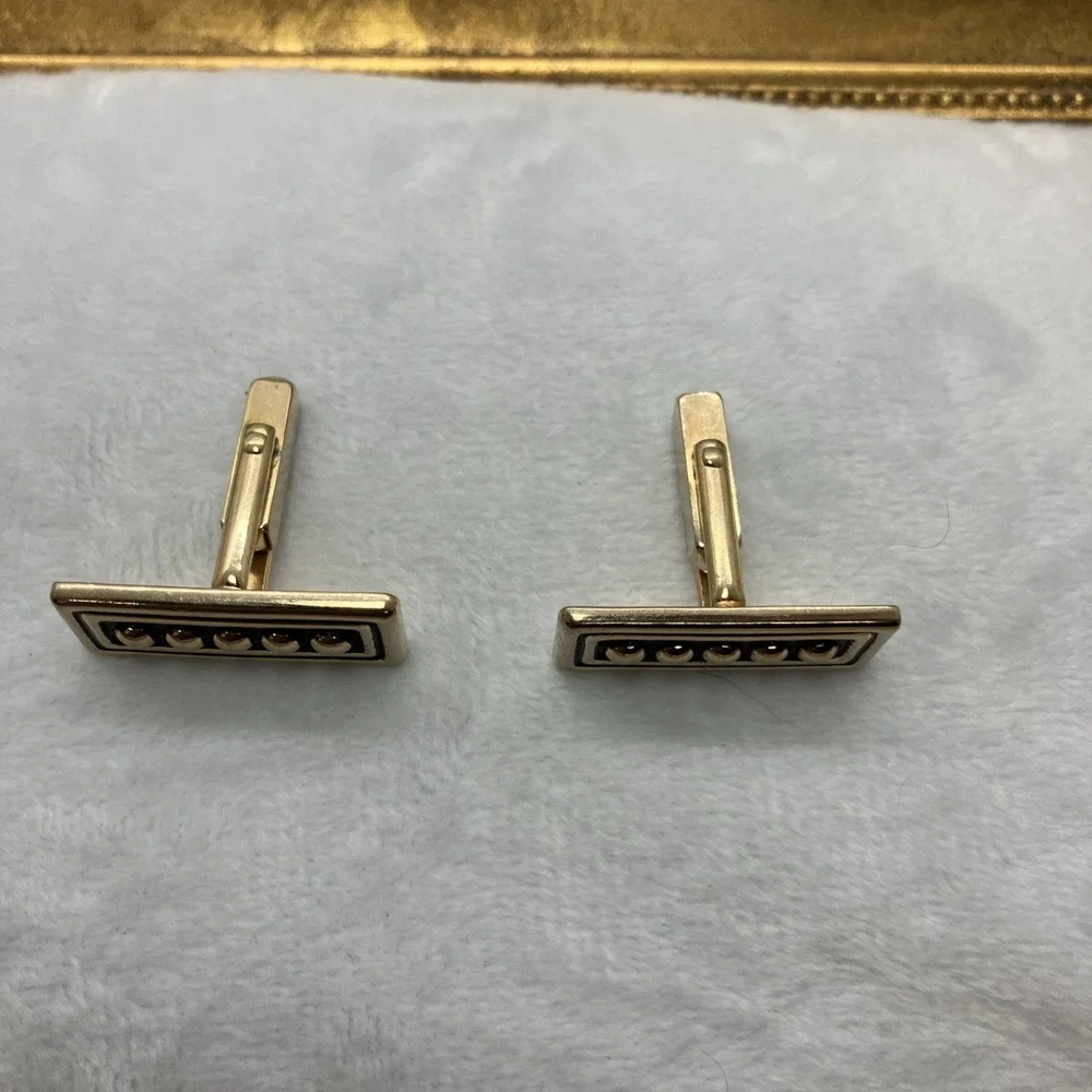 Vtg. Geometric Gold Tone Swank Cufflinks Old‎ Money Estate Heritage Quiet Luxury